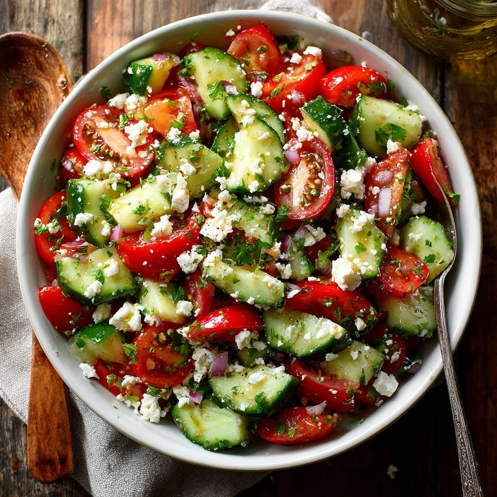 Einfacher Gurken-Tomaten-Feta-Salat