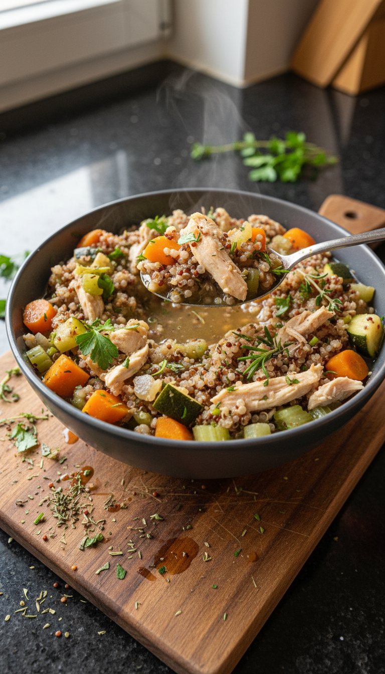 Kräuter Hähnchen Quinoa Suppe