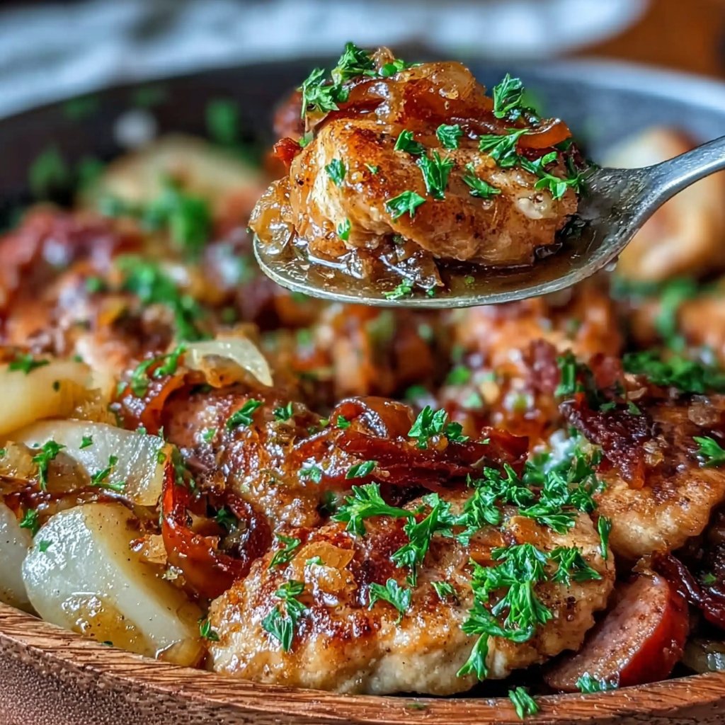 Hähnchen Apfelwurst Pfanne