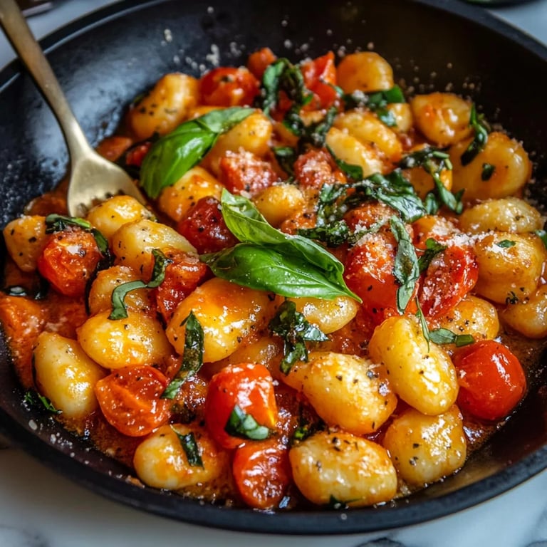 Cremige Gnocchi mit gerösteten Tomaten