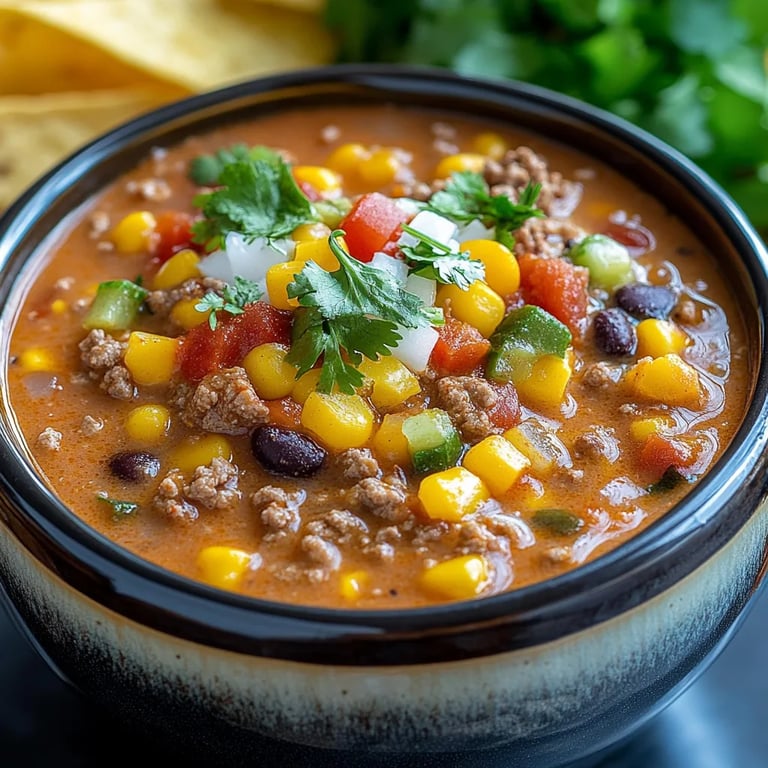 Cremige käsige Hackfleisch-Taco-Suppe: Ein Unglaublich Ultimatives Rezept für 4 Personen