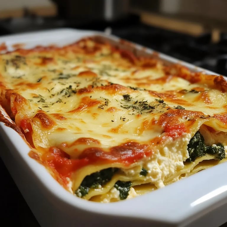 Spinatlasagne mit Feta und Tomaten