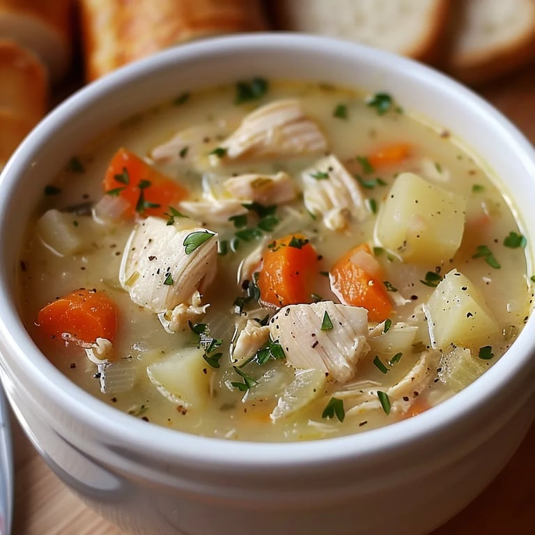 Herzhafte Hühner-Kartoffelsuppe