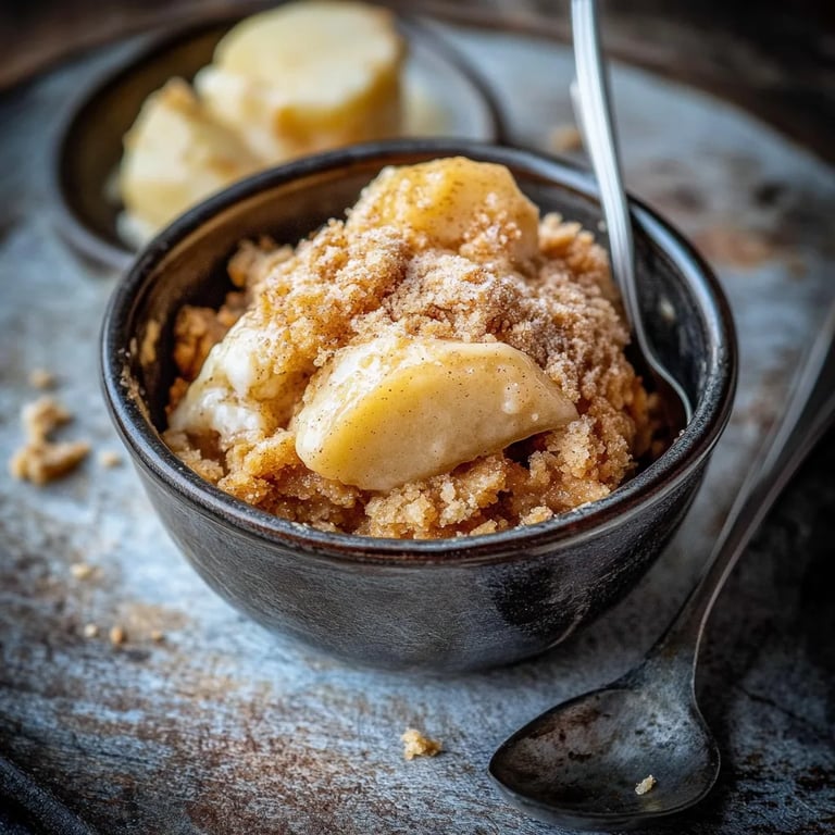 Bratapfel Apfel Crumble mit Vanilleeis
