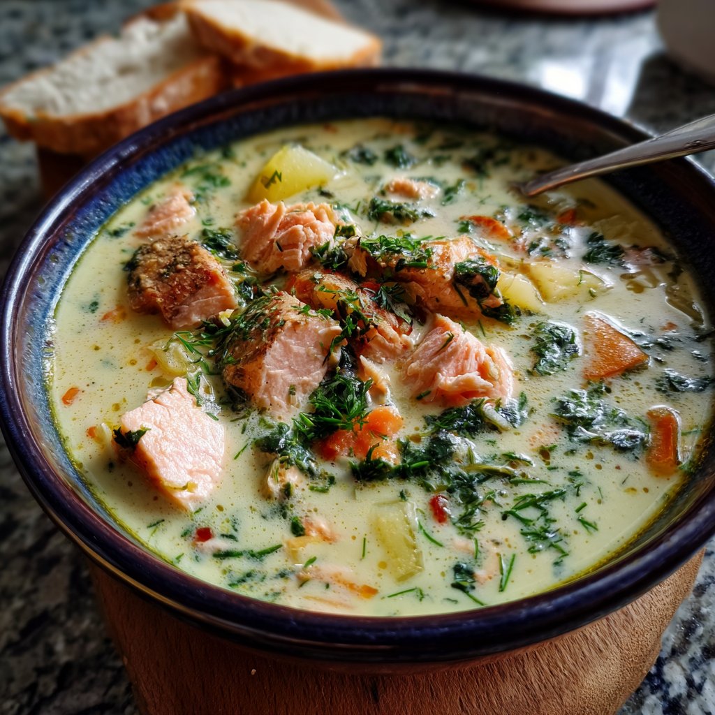 Frühstückssuppe mit Lachs