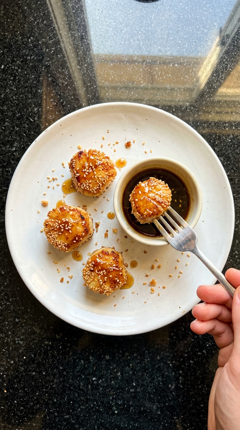 Sesam Ingwer Gebratene Jakobsmuscheln