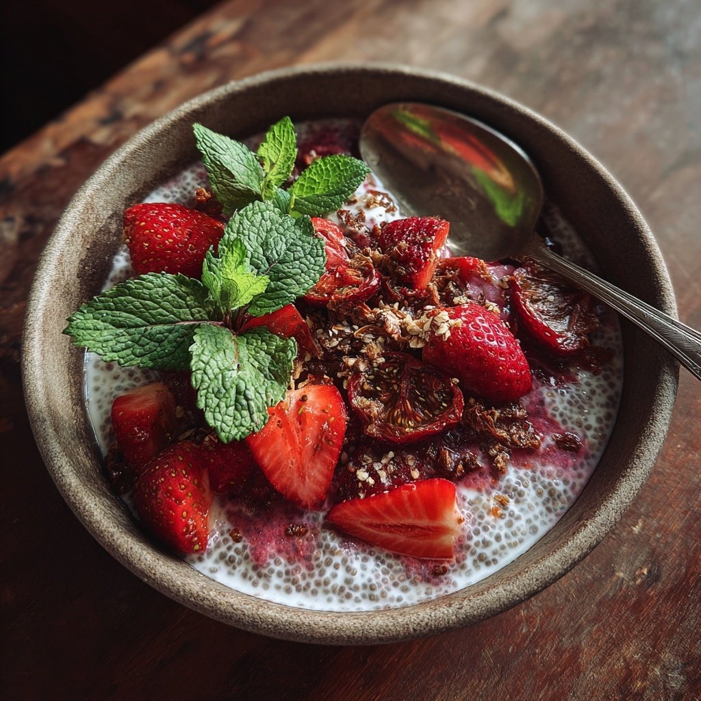 Erdbeer-Infused Breakfast Chia Bowl