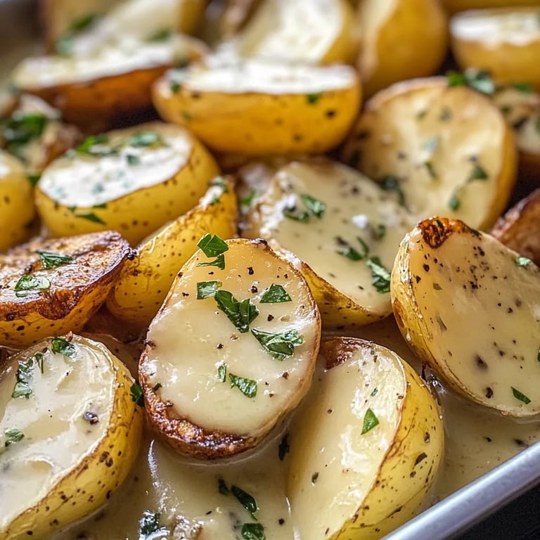 Kartoffeln in cremiger Knoblauchsoße