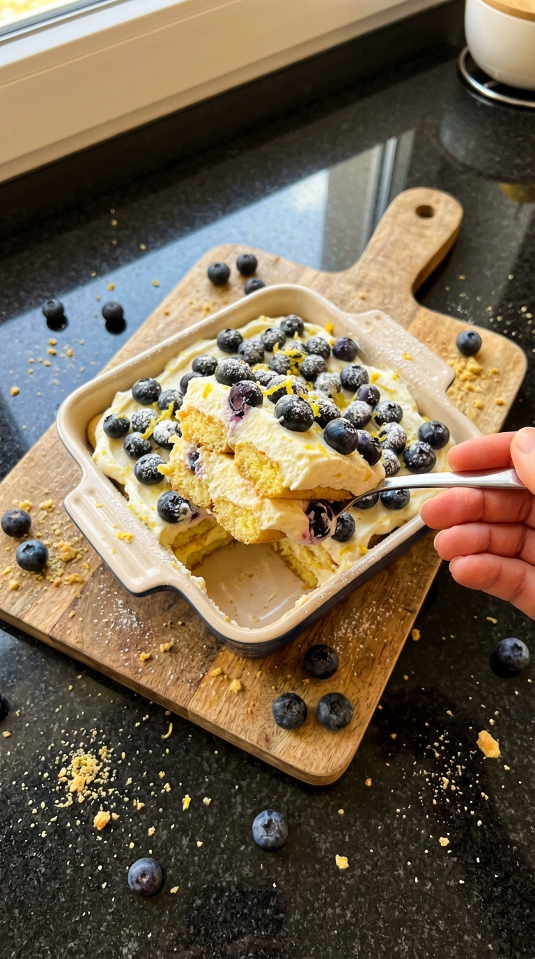 Süßes Zitronen Heidelbeer Tiramisu