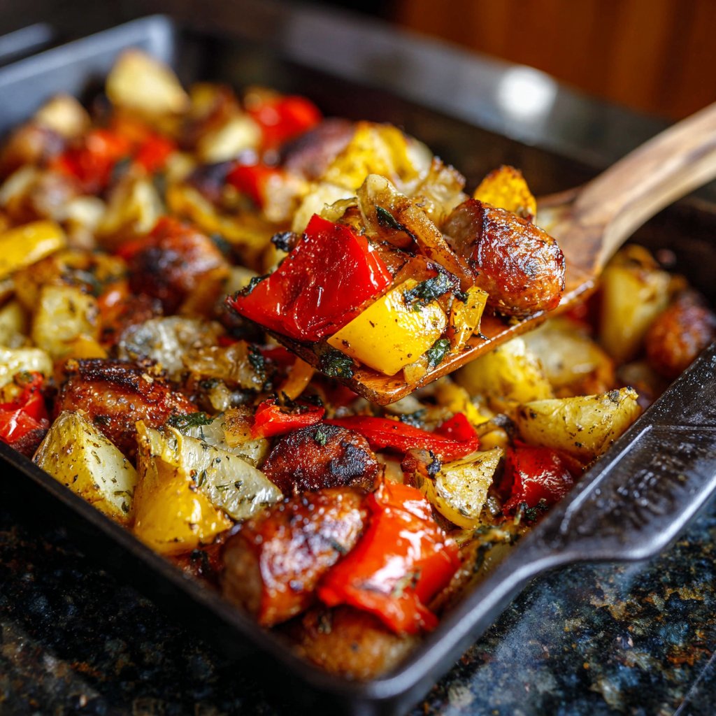 Ein-Pfannen-Wurst-und-Gemüse-Braten