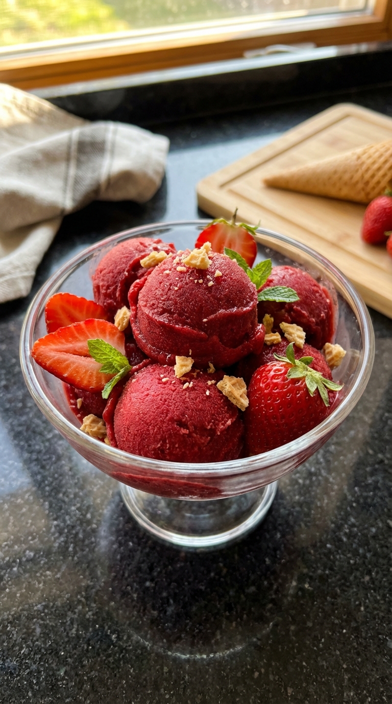 Frisches Erdbeer Sorbet​