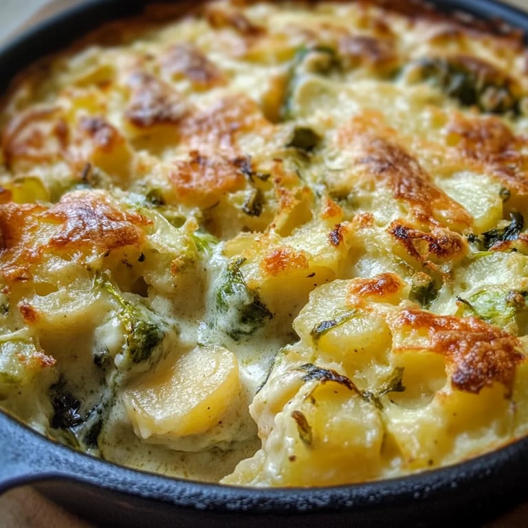 Cremiger Rosenkohl-Kartoffel-Auflauf