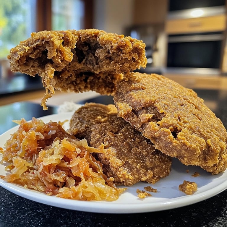 Vegane Entenkeulen mit Rotkraut und Klößen