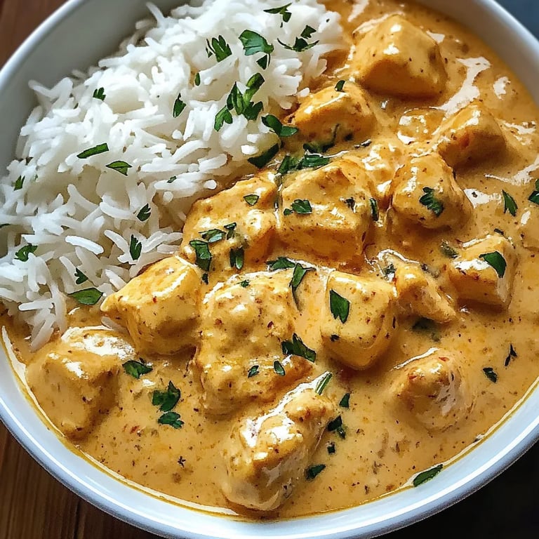 Cremiges Hähnchen mit Reis